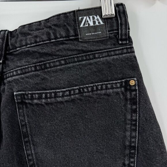 ZARA Asymmetrical Denim Wrap Skort in Black | Size Medium - Picture 7 of 8